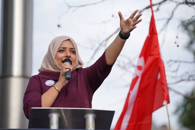 Apsana Begum at an industrial strike 